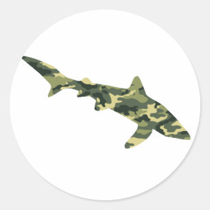Sticker Rond Silhouette de requin camouflage