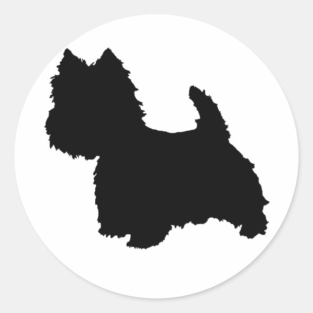 Sticker Rond Silhouette de Terrier West Highland White (Devant)