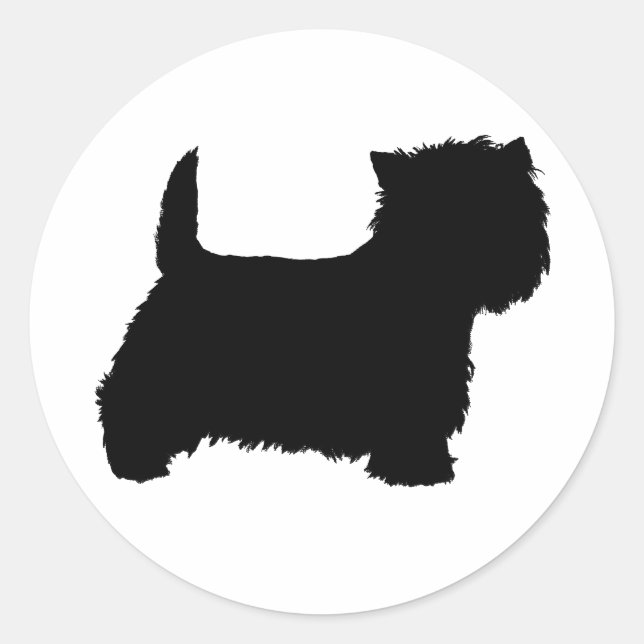 Sticker Rond Silhouette de Terrier West Highland White (Devant)