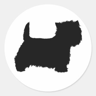 Sticker Rond Silhouette de Terrier West Highland White