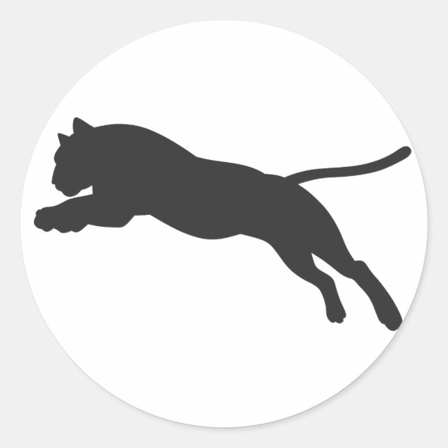Sticker Rond Silhouette de tigre - Choisir la couleur arrière - (Devant)