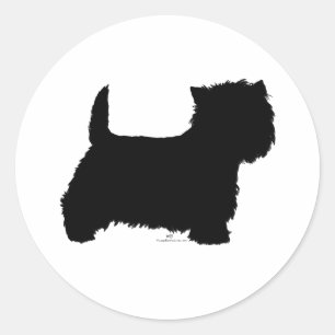 Sticker Rond Silhouette de Westie debout