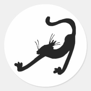 Sticker Rond Silhouette d'étirement de chat