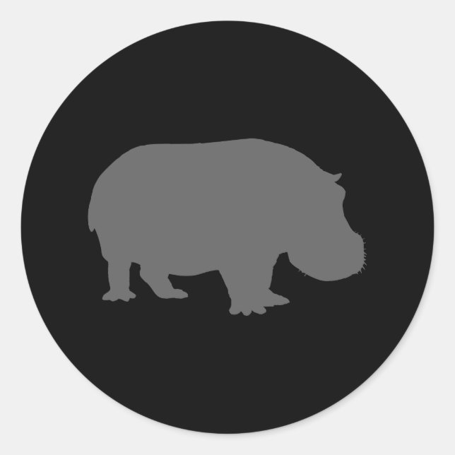 Sticker Rond Silhouette d'hippopotame gris (Devant)