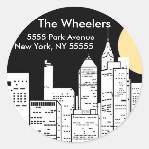 Sticker Rond Silhouette d'horizon de New York