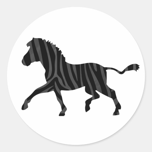 Sticker Rond Silhouette d'impression noir et gris Zebra (Devant)