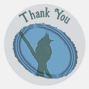 Sticker Rond Silhouette d'oiseau Appréciation Merci gris bleu
