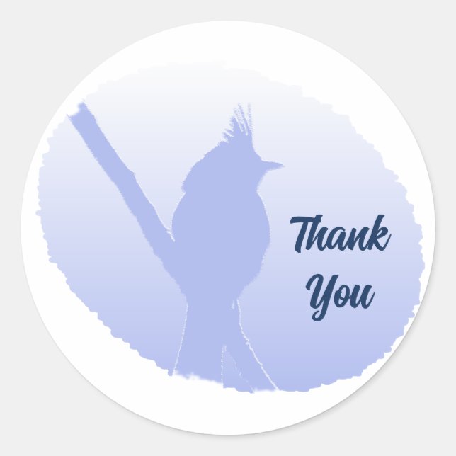 Sticker Rond Silhouette d'oiseau bleu clair Merci (Devant)
