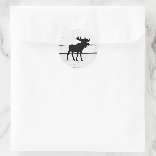 Sticker Rond Silhouette d'orignal noir (Sac)