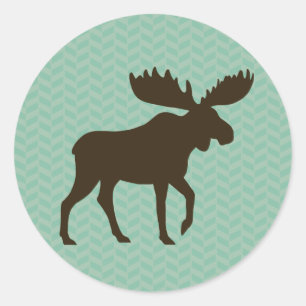 Sticker Rond Silhouette d'orignaux
