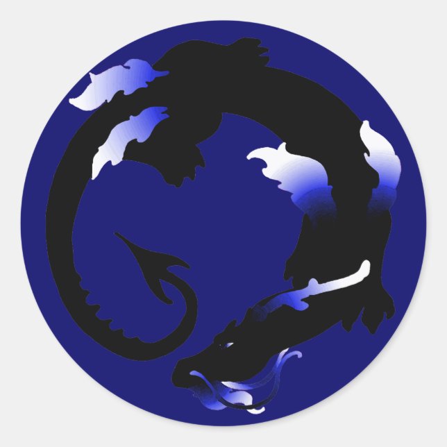 Sticker Rond Silhouette dragon cuite (Devant)