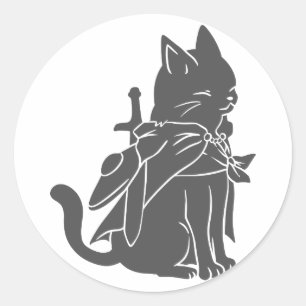 Sticker Rond Silhouette du chat guerrier - Choisir la couleur a