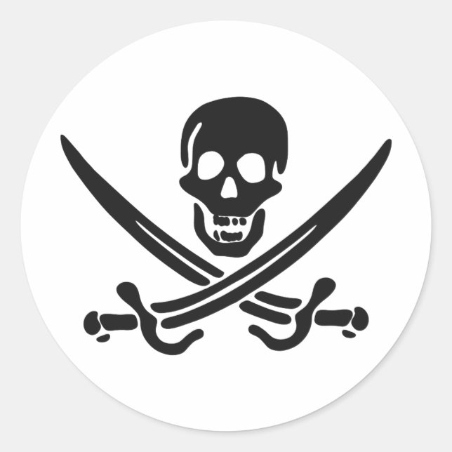 Sticker Rond Silhouette du crâne pirate - Choisir la couleur ar (Devant)