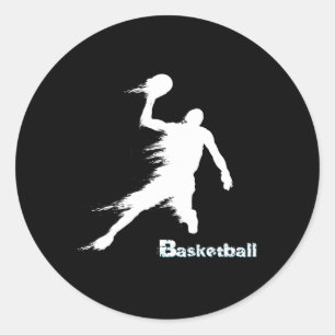 Sticker Rond Silhouette Du Joueur De Basket En Mouvement 2