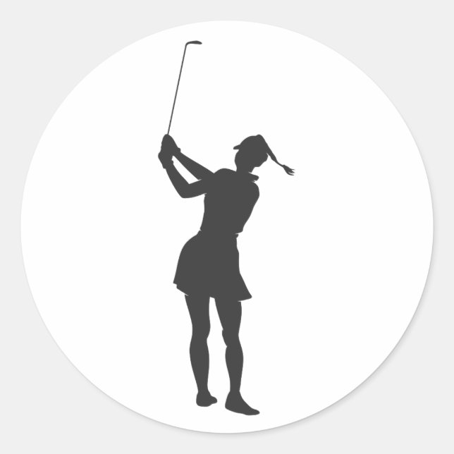 Sticker Rond Silhouette d'une femme jouant au golf (Devant)