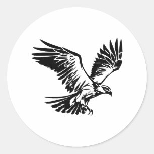 Sticker Rond Silhouette élégante Osprey en monochrome