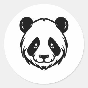 Sticker Rond Silhouette élégante Panda en BW