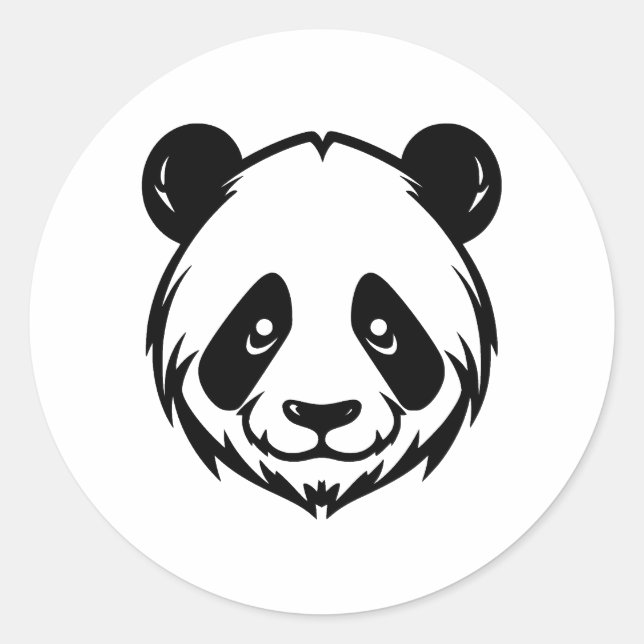 Sticker Rond Silhouette élégante Panda en BW (Devant)