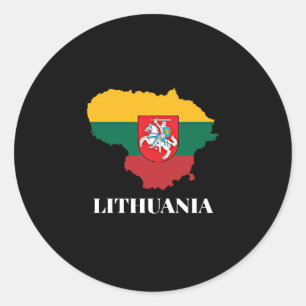 Sticker Rond Silhouette et drapeau de la Lituanie