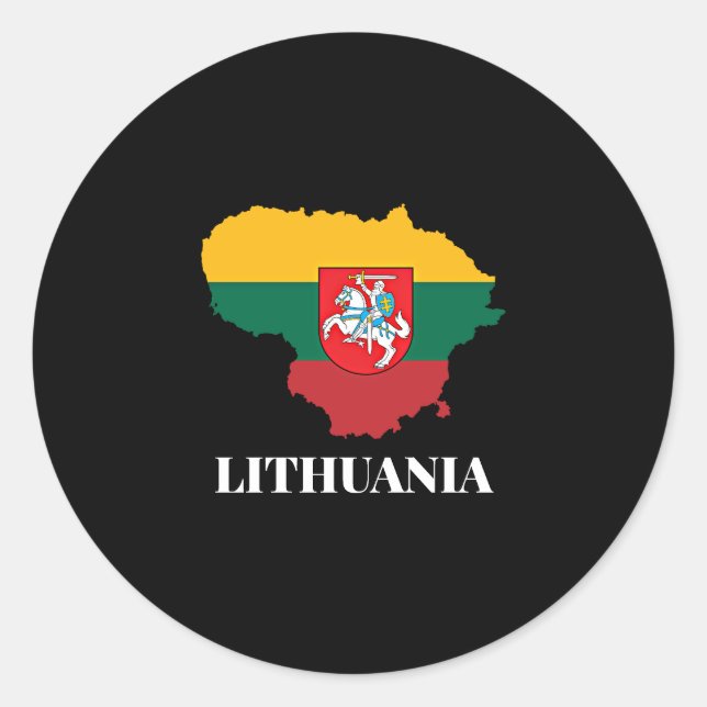 Sticker Rond Silhouette et drapeau de la Lituanie (Devant)