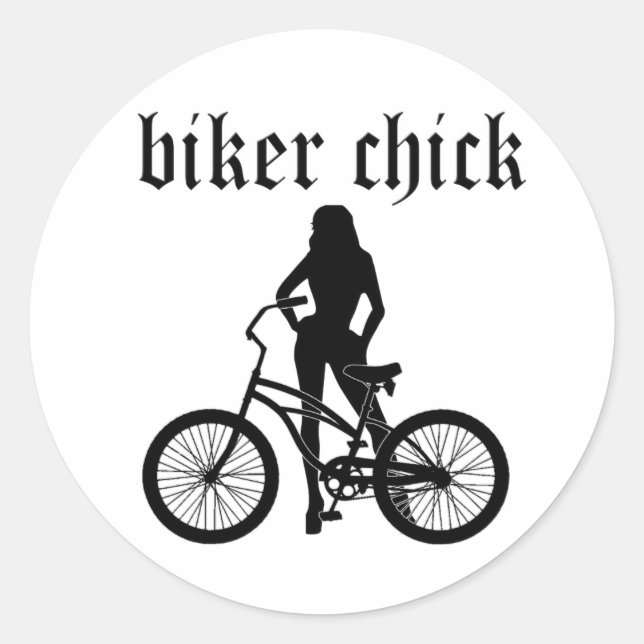 Sticker Rond Silhouette féminine "poussette de vélo" avec vélo  (Devant)