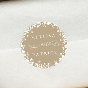Sticker Rond Silhouette Fleur sauvage blanc Mariage Tan
