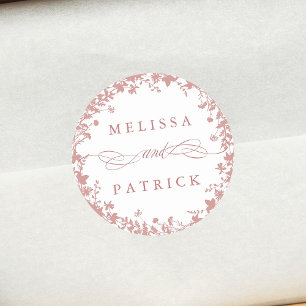 Sticker Rond Silhouette fleur sauvage Mariage Dusty rose