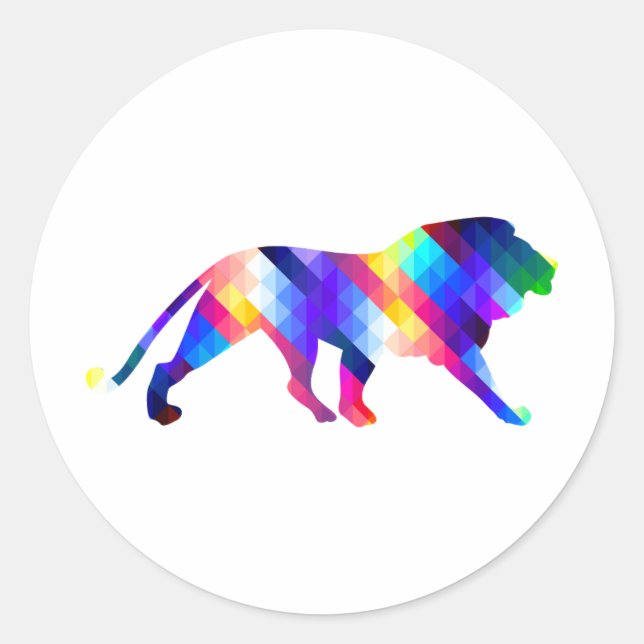 Sticker Rond Silhouette géométrique du lion (Devant)