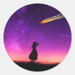 Sticker Rond Silhouette Girl Watches