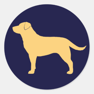 Sticker Rond Silhouette jaune de chien de labrador retriever