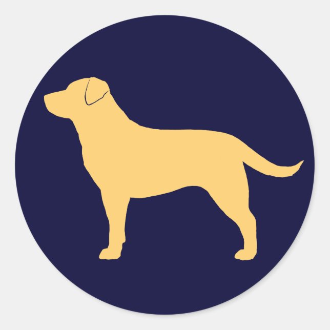 Sticker Rond Silhouette jaune de chien de labrador retriever (Devant)