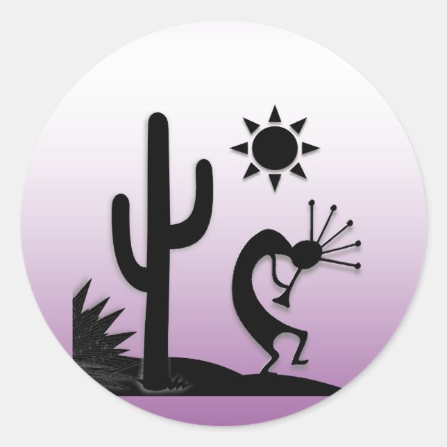 Sticker Rond Silhouette Kokopelli (Devant)