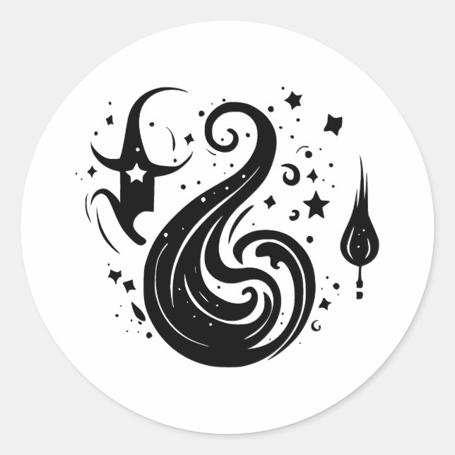Sticker Rond Silhouette magique en BW (Devant)