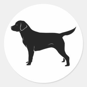 Sticker Rond Silhouette noire classique de labrador retriever