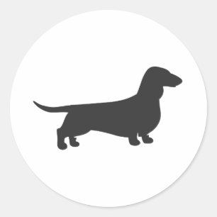 Sticker Rond Silhouette noire de dachshund