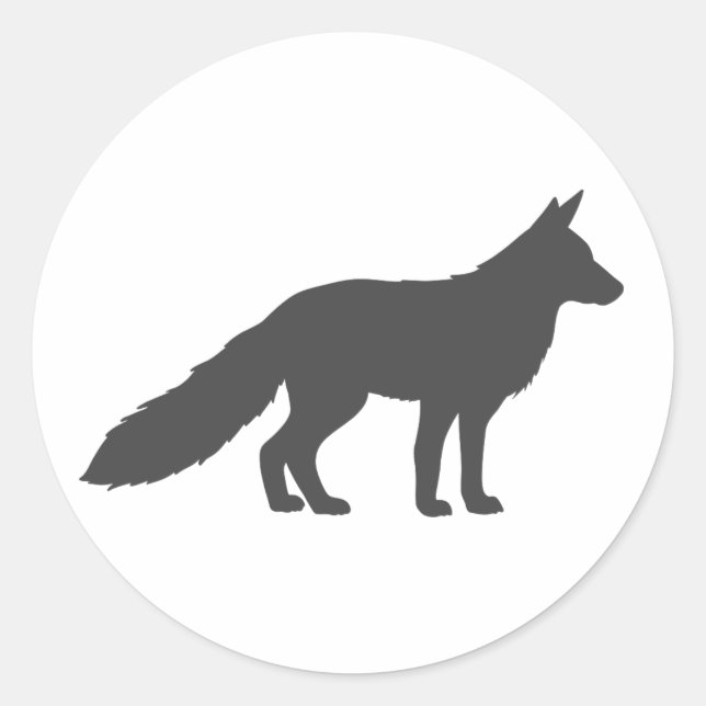 Sticker Rond Silhouette noire d'un Fox souple (Devant)