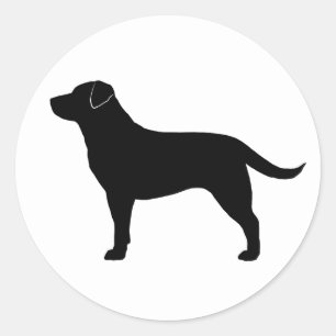 Sticker Rond Silhouette noire noire de chien de laboratoire de
