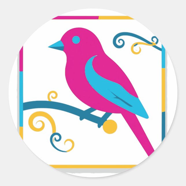 Sticker Rond Silhouette Oiseau Vibrant Design graphique (Devant)