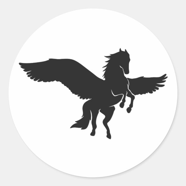 Sticker Rond Silhouette Pegasus - Choisir la couleur arrière -  (Devant)
