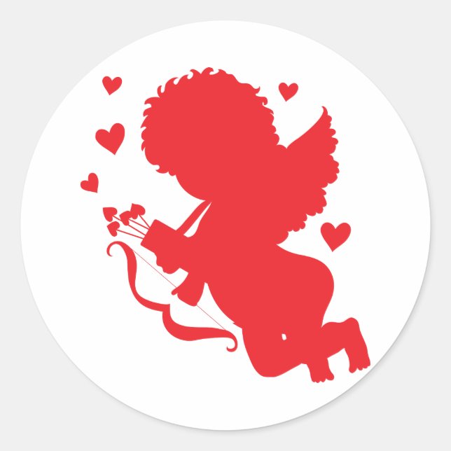 Sticker Rond Silhouette rouge cupide (Devant)