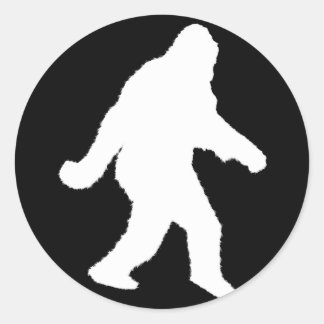 Sticker Rond Silhouette Sasquatch Blanc Pour Arrière - plans So
