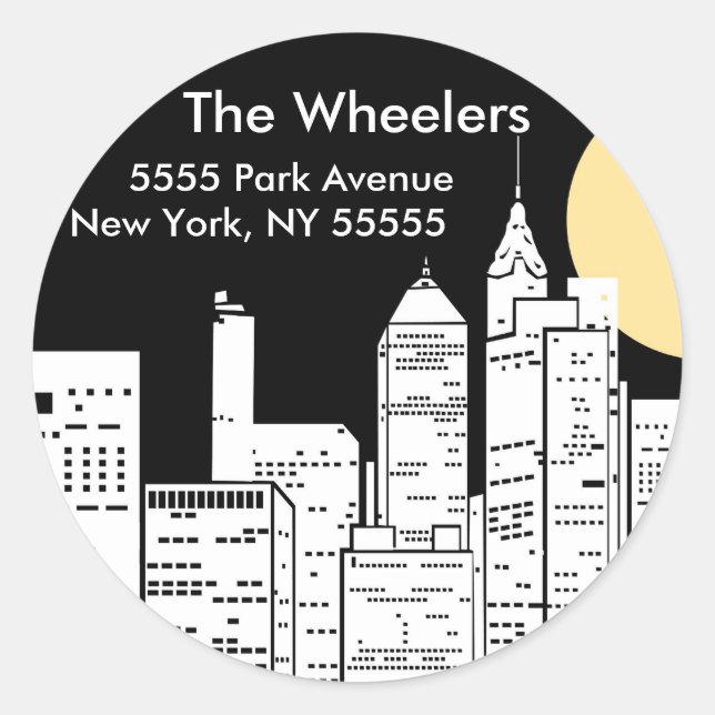 Sticker Rond Silhouette Skyline de New York (Devant)