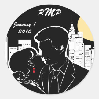 Sticker Rond Silhouette Skyline de New York