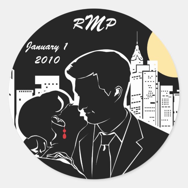 Sticker Rond Silhouette Skyline de New York (Devant)