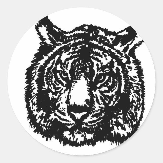 Sticker Rond Silhouette Tiger (Devant)