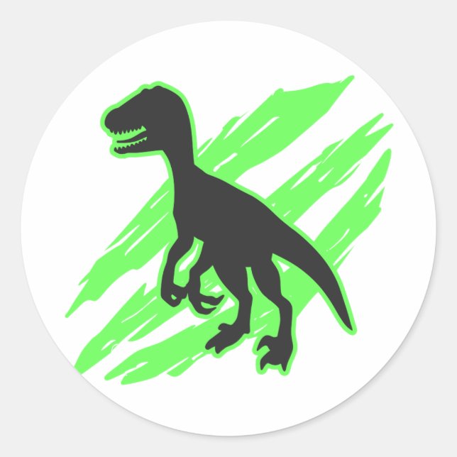 Sticker Rond Silhouette Velociraptor - Choisir la couleur arriè (Devant)