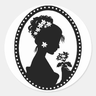 Sticker Rond Silhouette Victorian Cameo