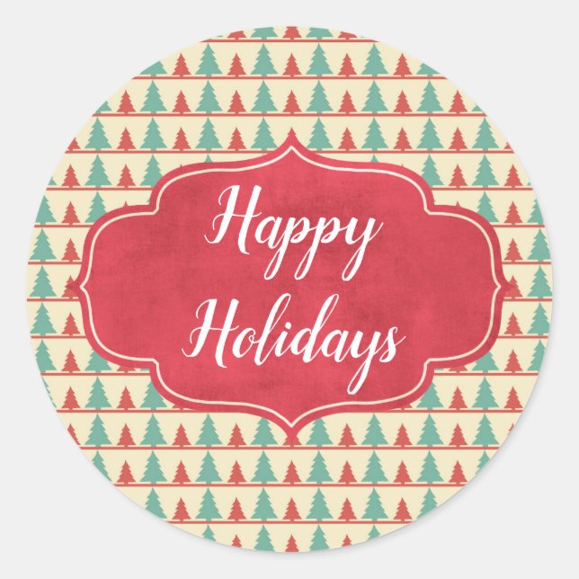 Sticker Rond Silhouettes Arbre Rétro personnalisables (Devant)