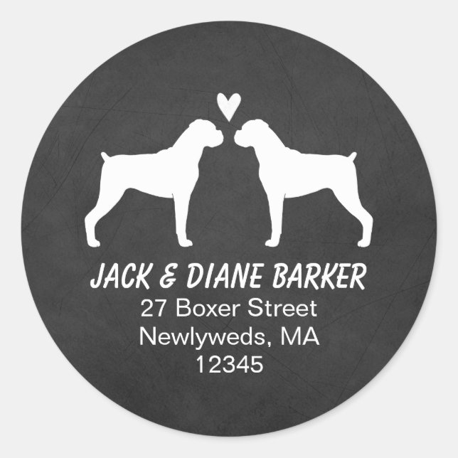 Sticker Rond Silhouettes de Boxer Adresse de Retour (Devant)