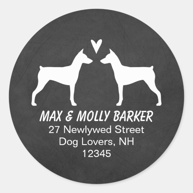 Sticker Rond Silhouettes Pinscher allemand Adresse de retour (Devant)